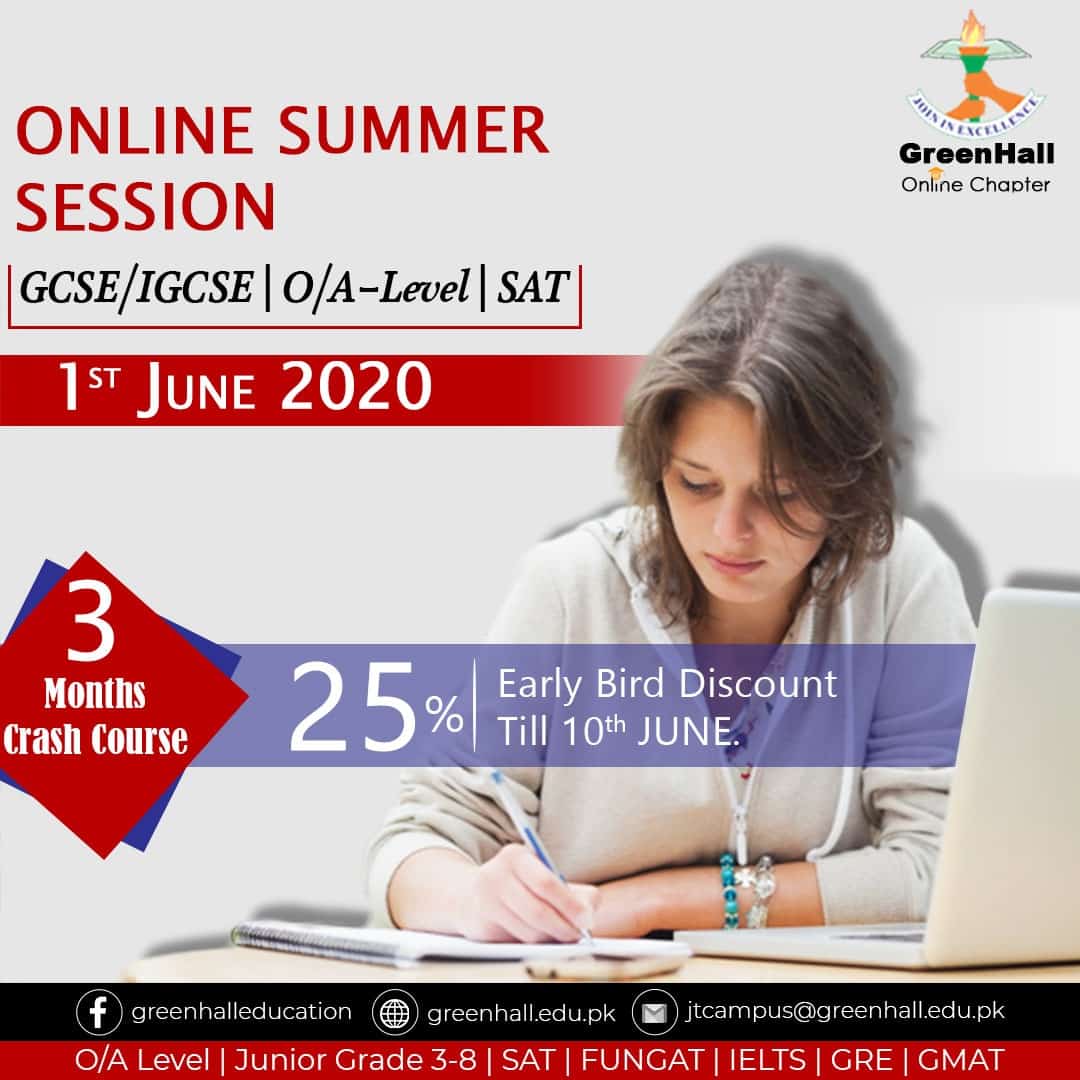IGCSE/GCSE O-Levels , A-Level , SAT - 3 Months Online Complete Syllabus Crash Course started from 1st June 2020