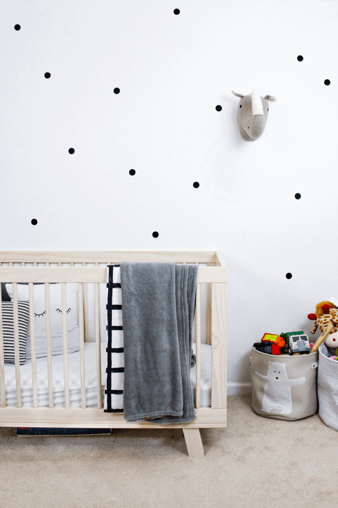 Polka dot nursery wall