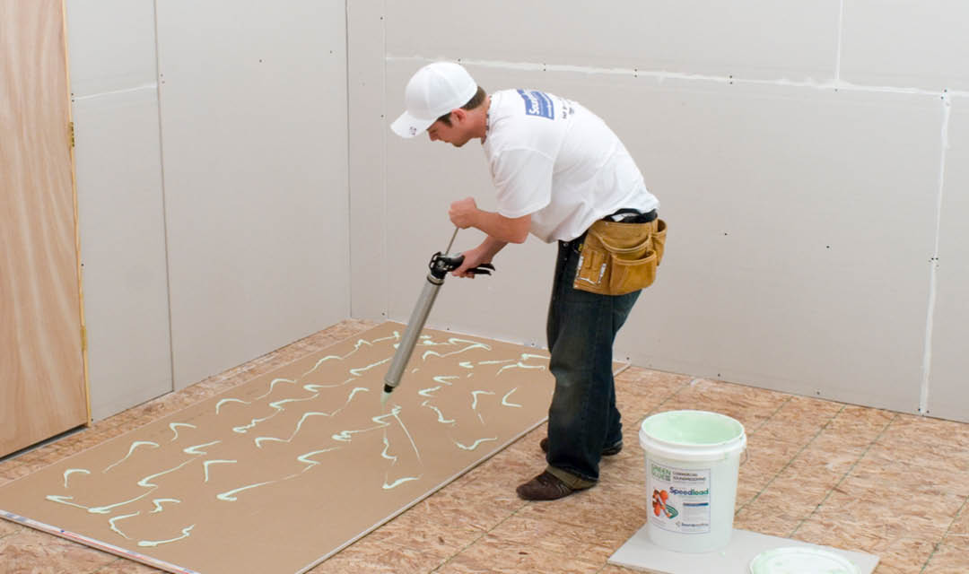 Apply Green Glue to backside of drywall Apply Green Glue to backside on the Gypsum