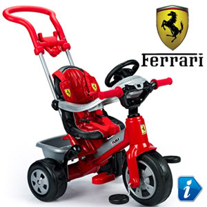 Tricicleta baieti Ferrari Feber cu ham si maner detasabil