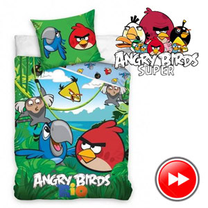 Angry Birds Lenjerii de pat din bumbac pentru copii