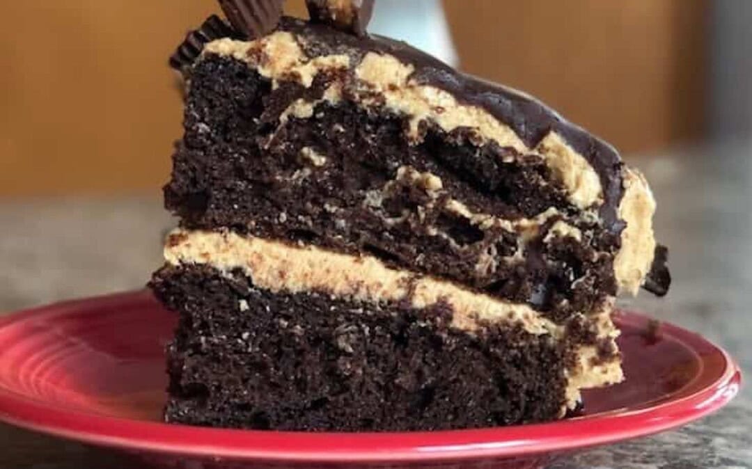 Chocolate Cake with Peanut Butter Buttercream With A Chocolate Ganache