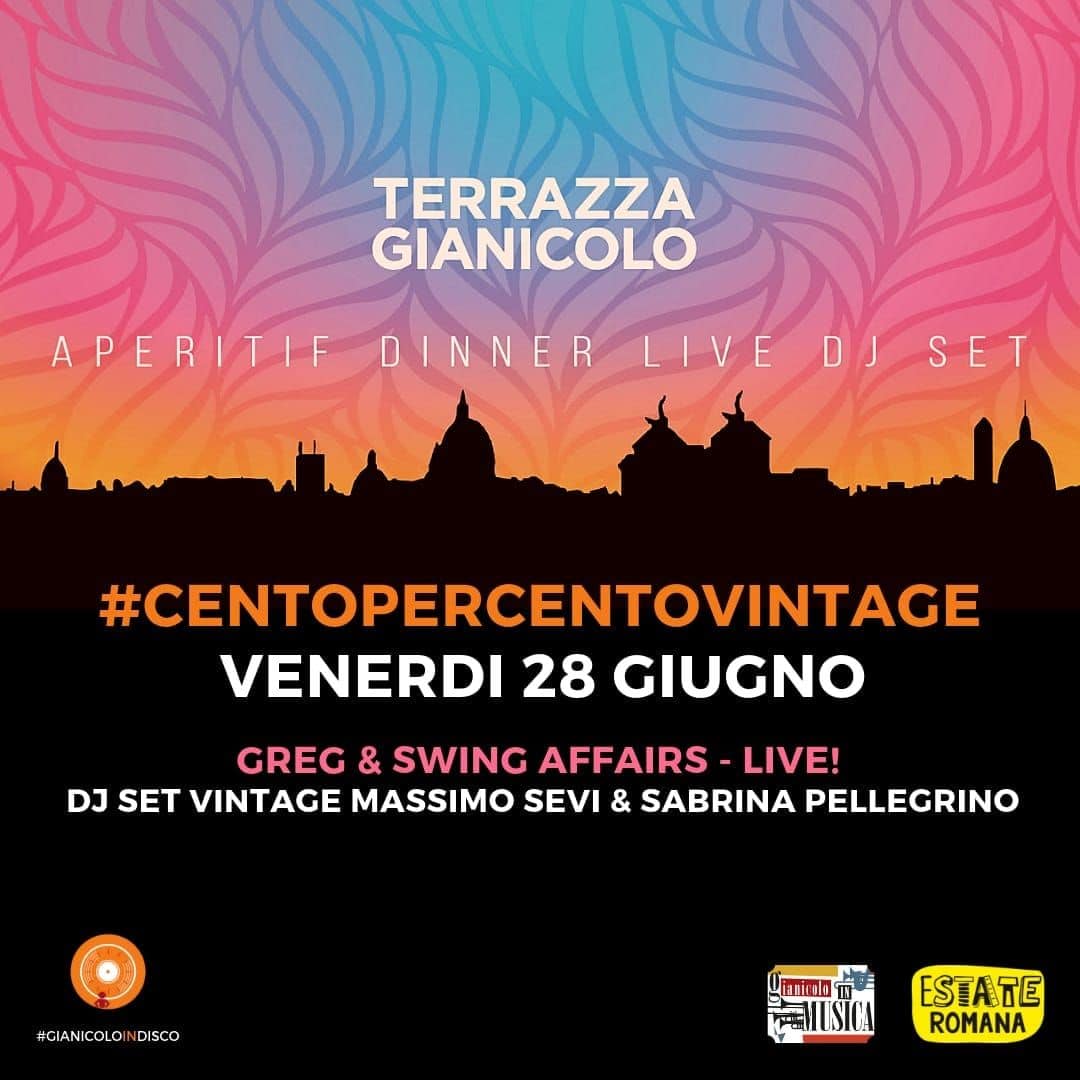 Discoteca Gianicolo venerdì 28 | Aperitivo in Terrazza al tramonto Djset 90