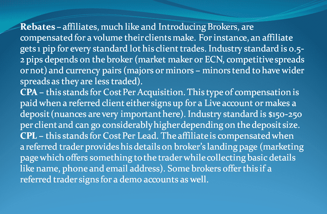 commission type rebate and revenue share in forex affiliate