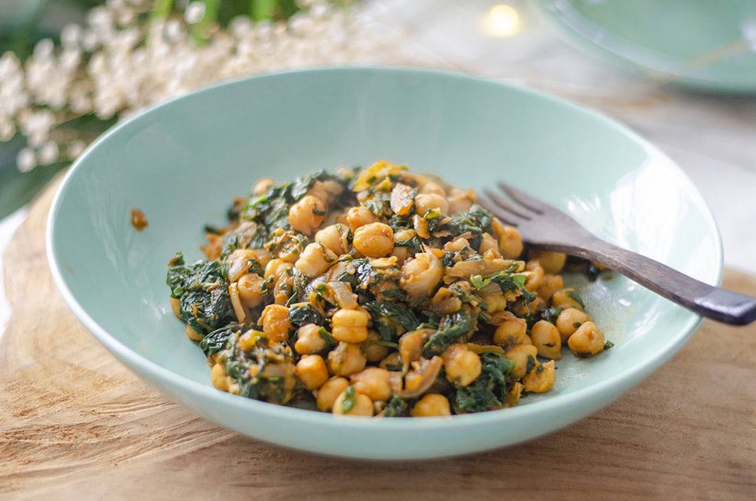 Garbanzos con espinacas y pimentón (tradicional) Mis Recetas Veganas
