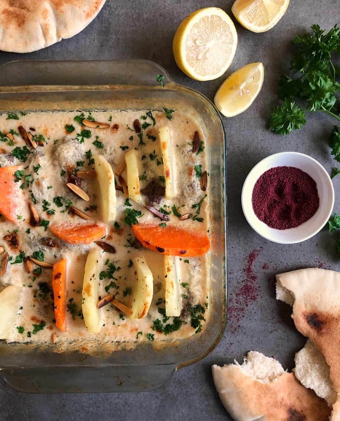 Kofta bil tahini - Ground Beef in a Citrus Tahini sauce