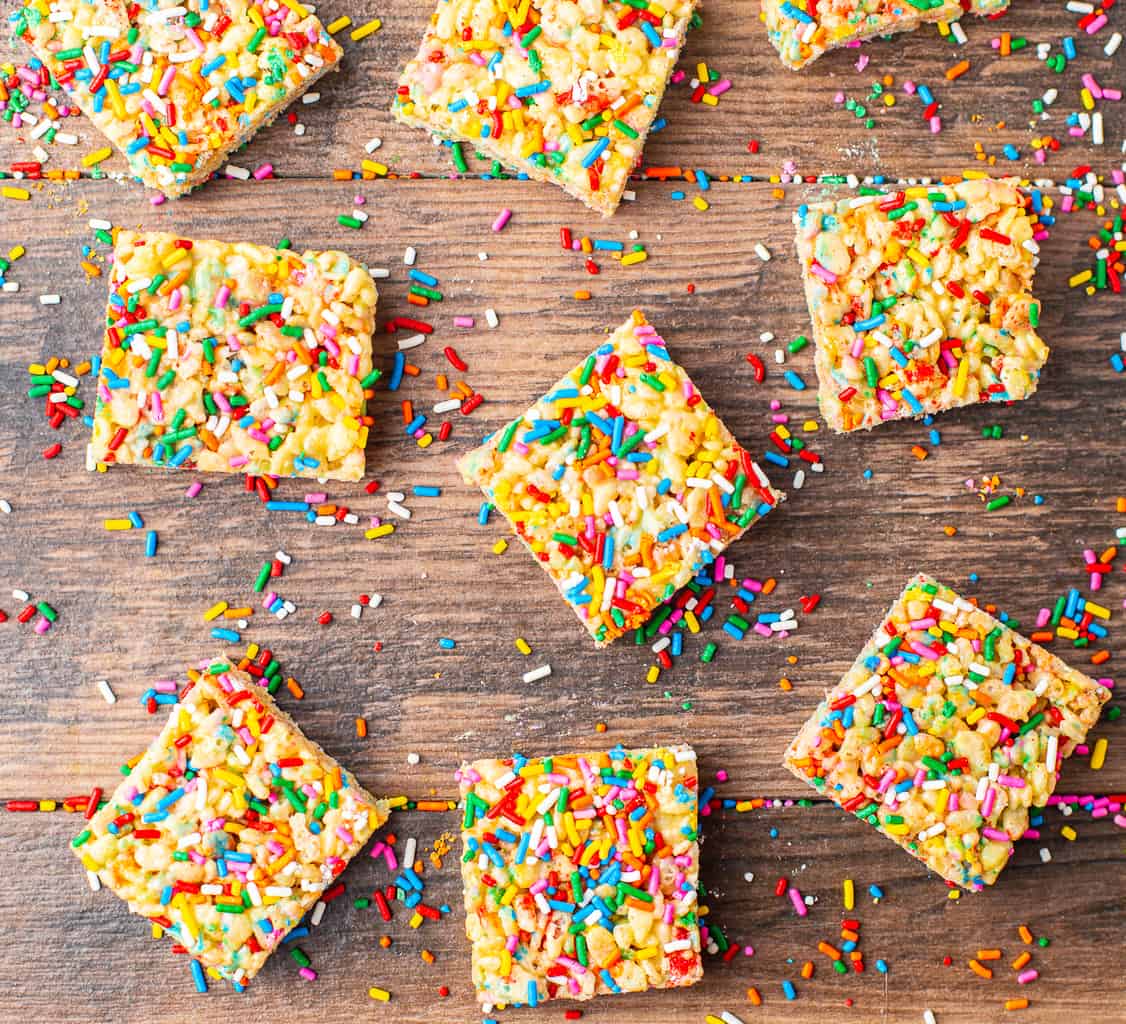 Birthday Cake Rice Krispie Treats Basil And Bubbly
