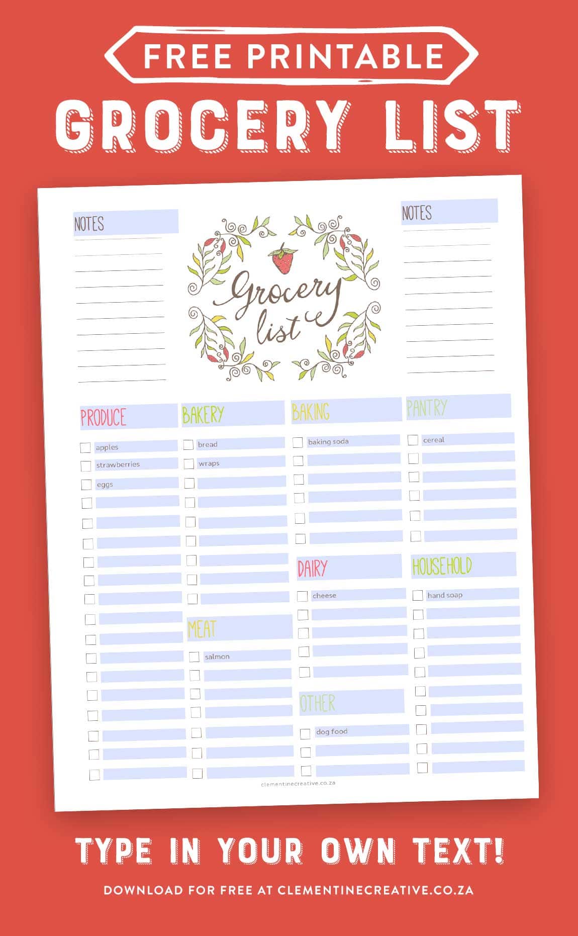 Free Editable Grocery List Printable Pdf