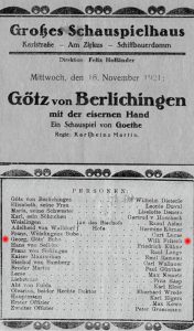 Willy Fritsch im Programmheft des Großen Schauspielhauses 1921 Programmheft des Großen Schauspielhauses 1921