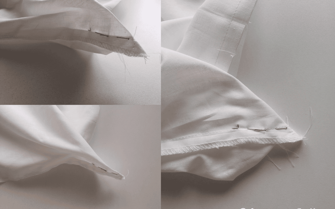 plier l'angle en superposant les coutures