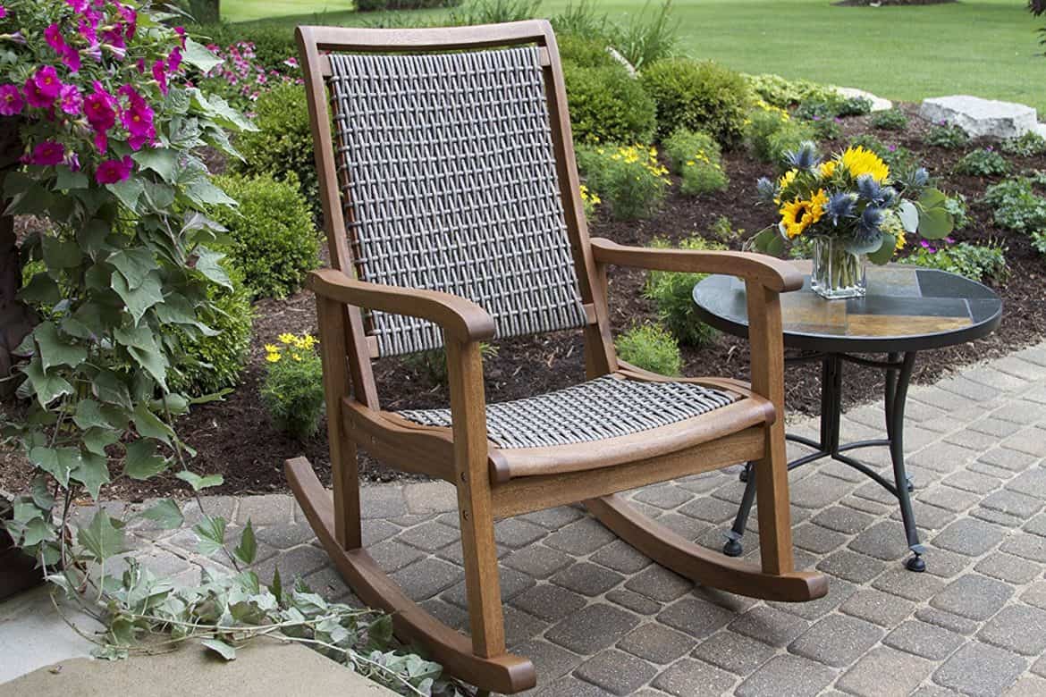 How To Choose Your Outdoor Rocking Chairs 24 Tips And Ideas Outdoor Interiors Resin Wicker And Eucalyptus Rocking Chair Brown Grey