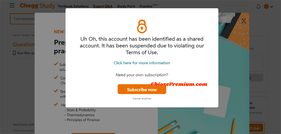 Một số lưu ý khi sử dụng tài khoản Chegg 2021 hỗ trợ học tập 8 Tài khoản Chegg bị cảnh báo truy cập ở thiết bị lạ và không cho truy cập sử dụng dịch vụ.