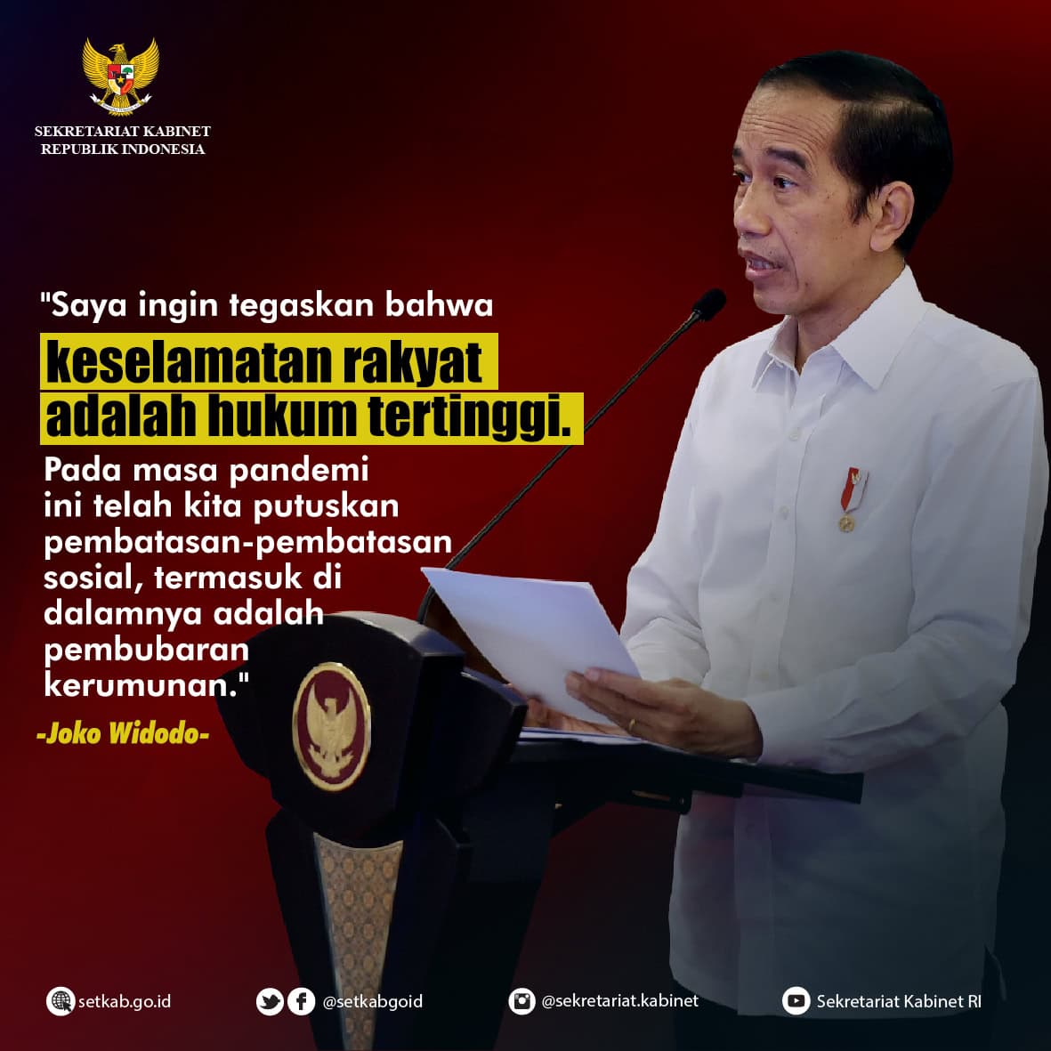 Arahan Presiden Joko Widodo mengenai Penanganan Covid-19 pada Rapat Terbatas, Senin (16/11)