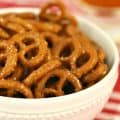 pretzels in a white bowl