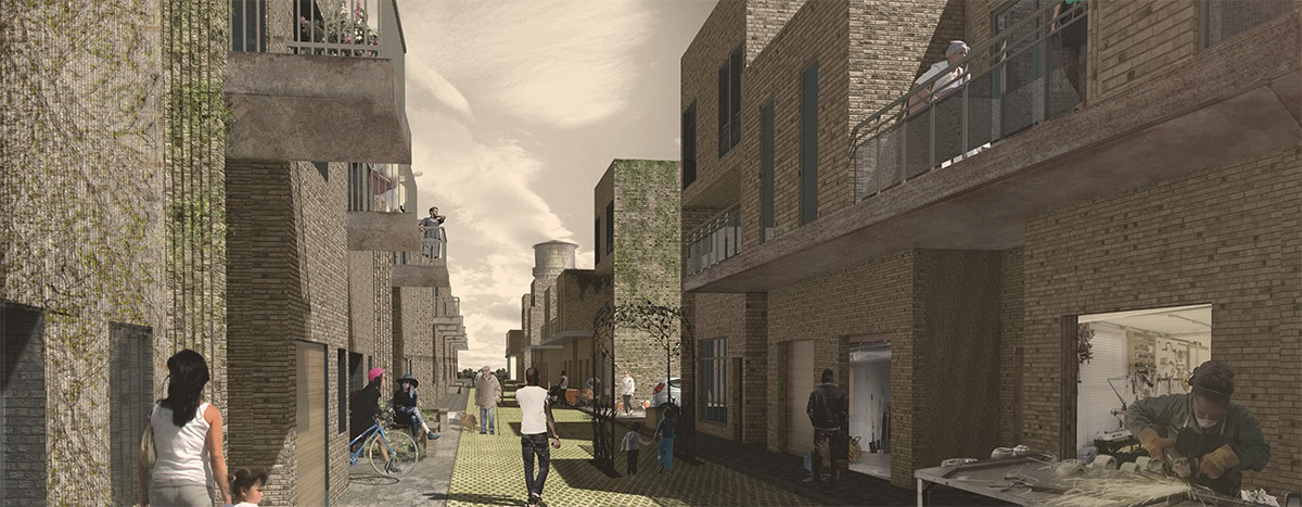Student project for North Corktown, Detroit, by Sara Alsawafy, Erin Bolin, and Zhenkun Zhang