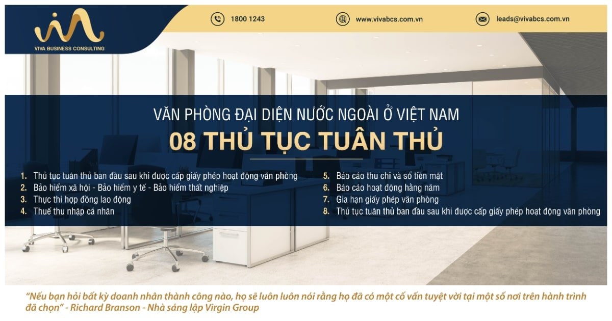 Văn phòng đại diện nước ngoài tại Việt Nam: 08 Thủ tục tuân thủ Văn phòng đại diện nước ngoài tại Việt Nam: 08 Thủ tục tuân thủ
