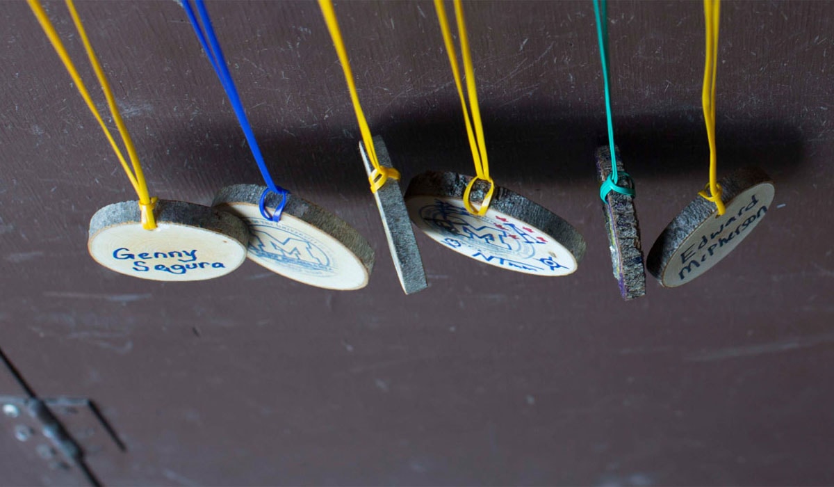 Name lanyards at Camp Michigania