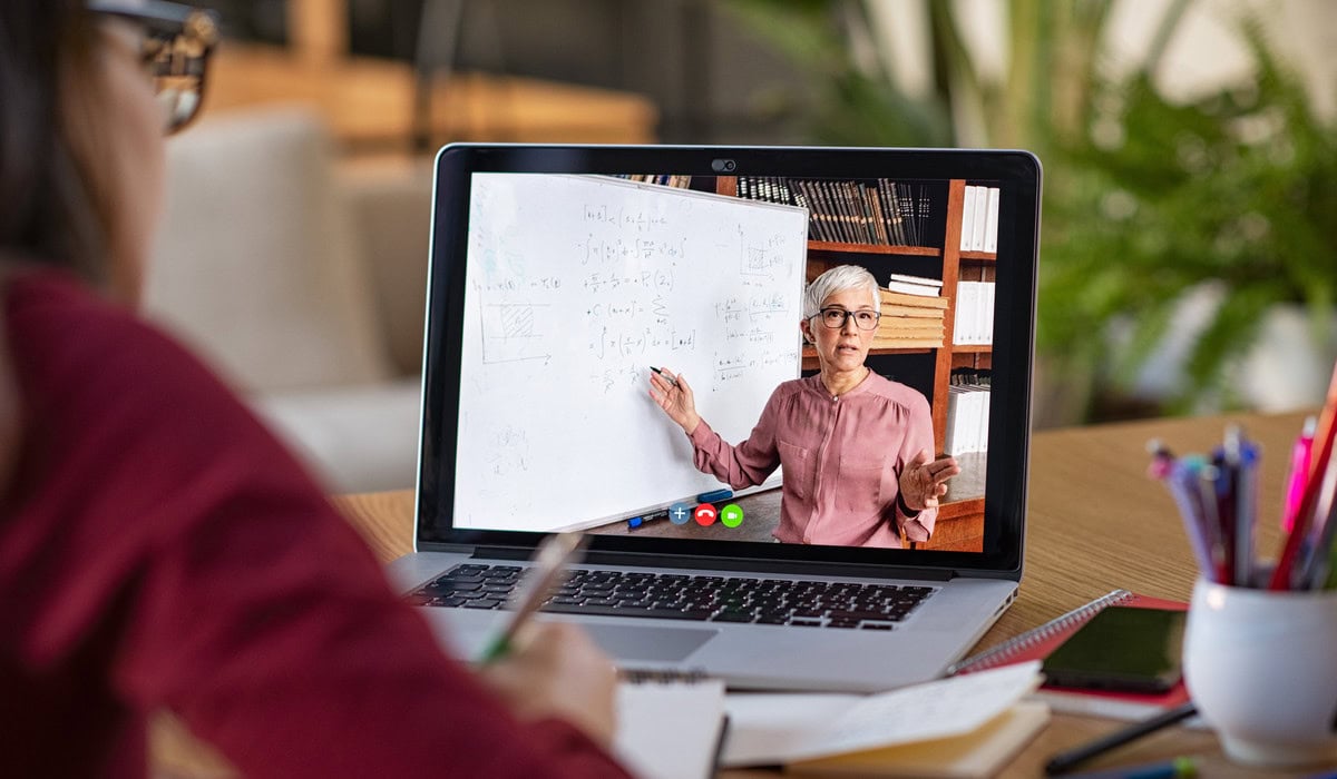 Studying With Video Online Lesson At Home