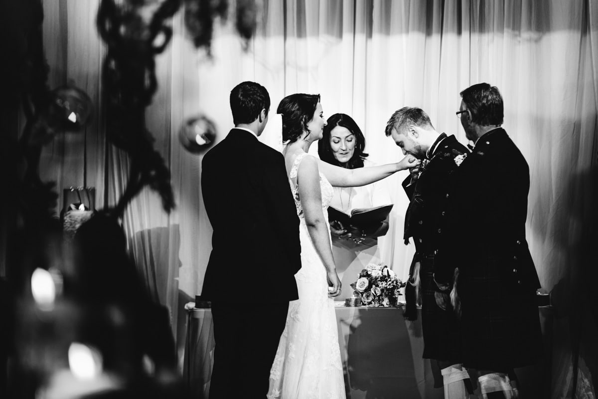 a cute moment at a rivington barn wedding