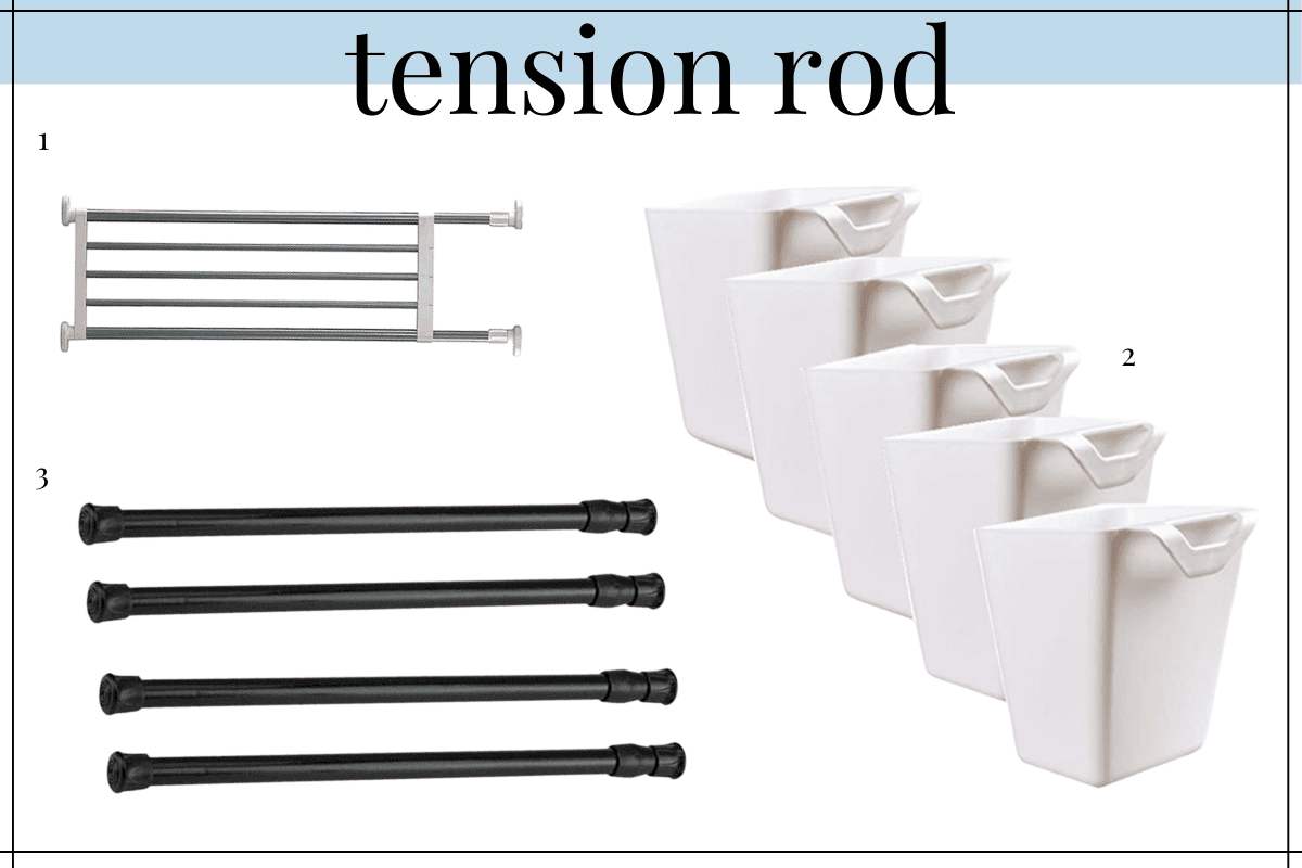 tension rods are great for bathroom counter organization