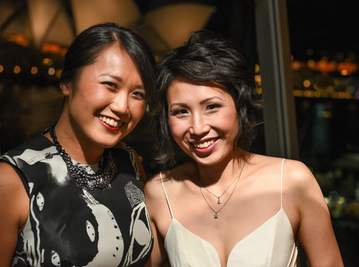 bride with her sister at wedding