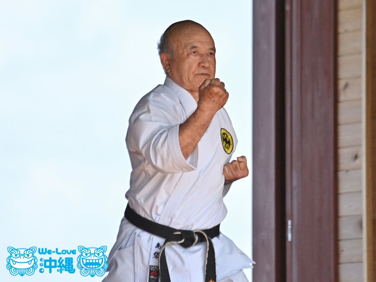 2019空手の日奉納演武沖縄県空手道連合会会長、国際沖縄少林流聖武館空手道協会会長島袋善保