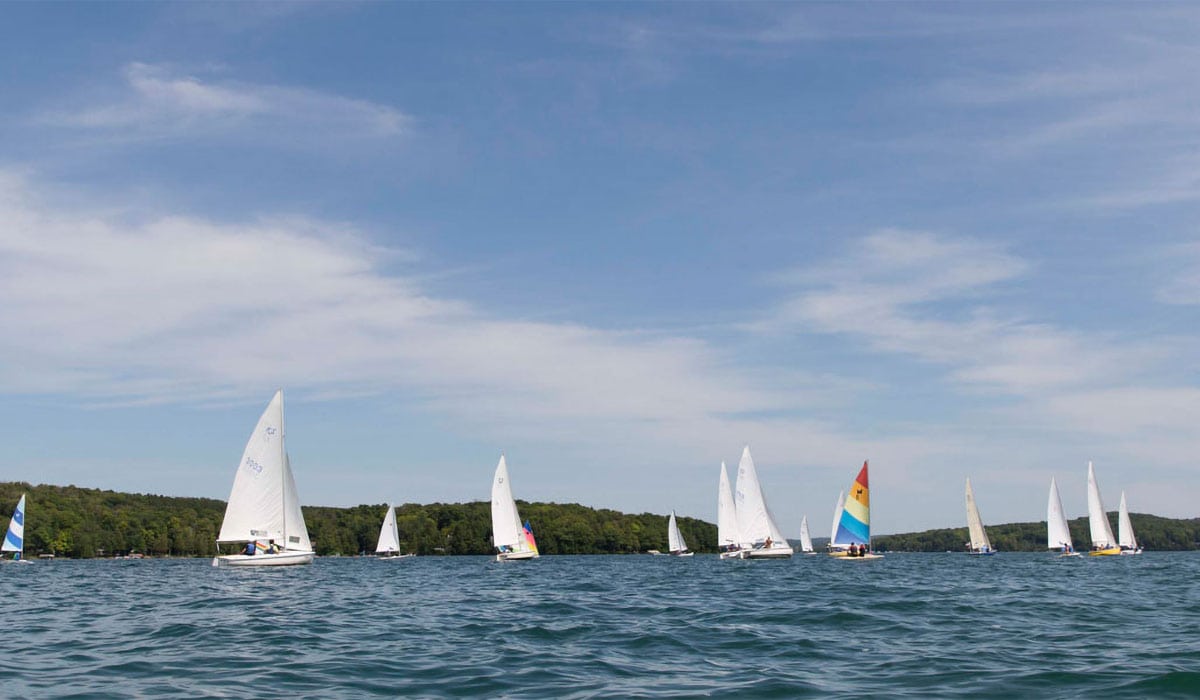 Sailboats on Walloon Lake at Camp Michigania
