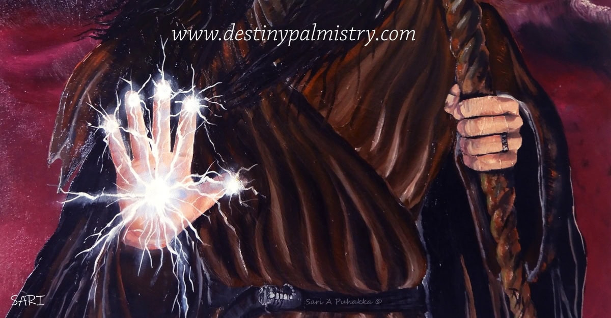 hand with electricity, signs of violent temper