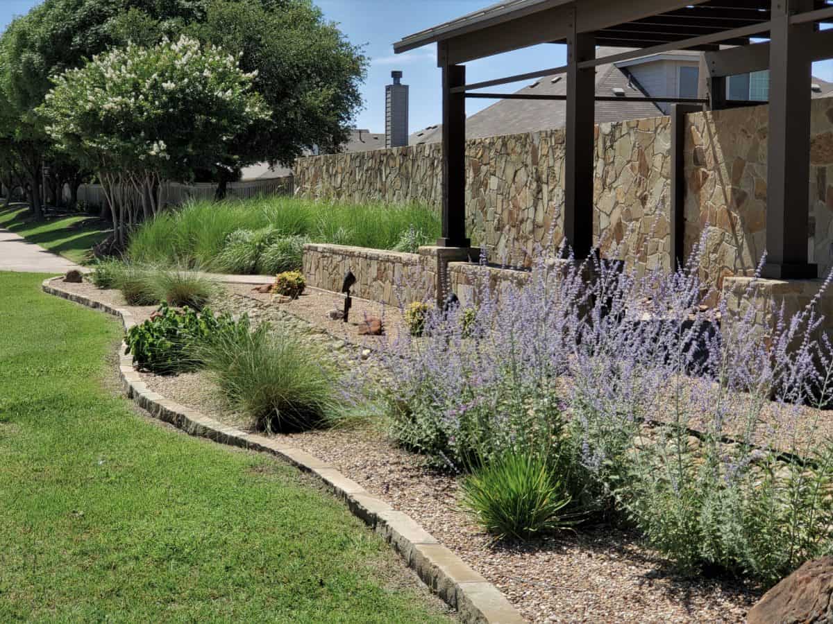 Retaining wall and river rock