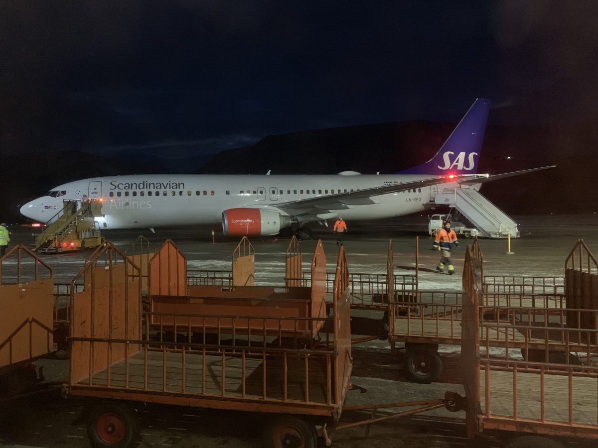 Nordlichter auf dem Flug von Spitzbergen nach Tromsø mit SAS Die Nordlichter auf dem Flug