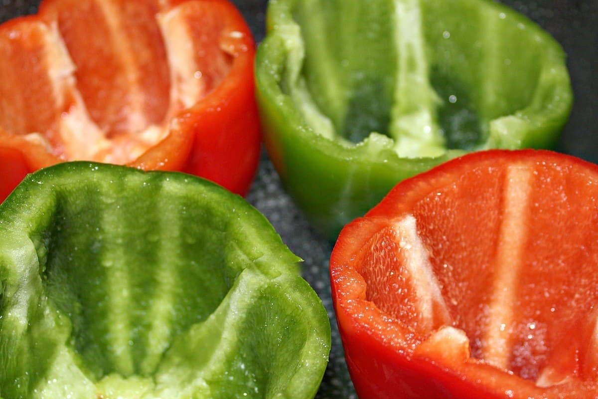 peppers cut up and cleaned