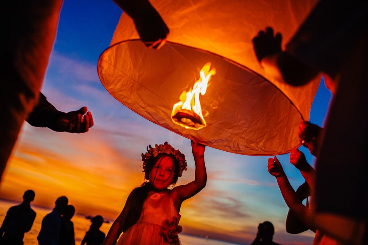 Lanterns at a destination wedding in Phuket, Thailand