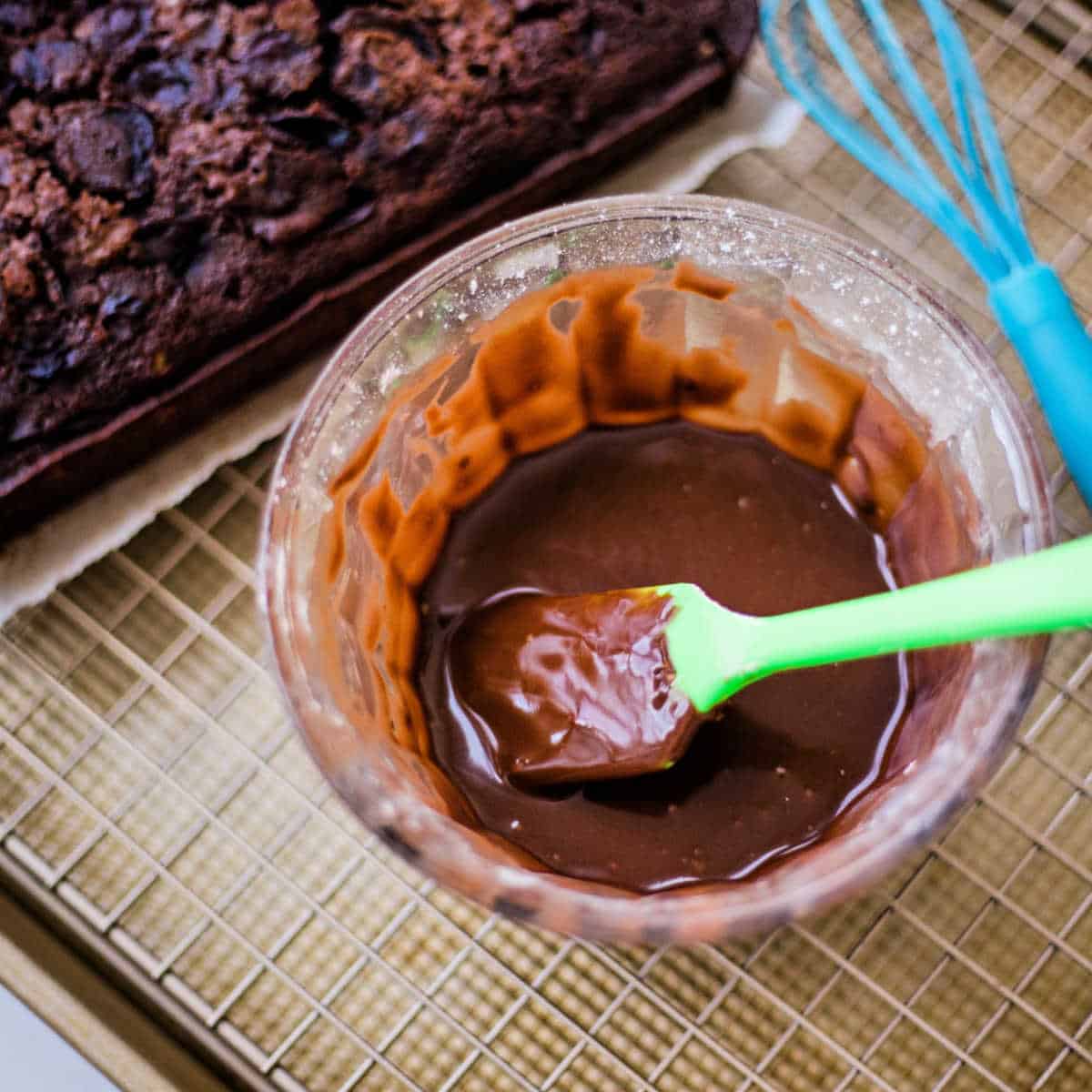 chocolate coffee glaze for chocolate cherry loaf cake