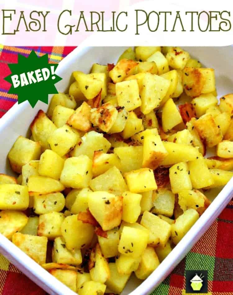 Easy Baked Garlic Potatoes. Delicious baked brunch or side dish, quick and easy to prepare. Uses simple ingredients from your pantry. Lots of flavor & serving suggestions too!