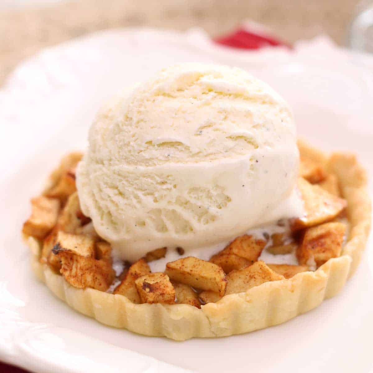a single serving apple pie with a scoop of ice cream on top | one dish kitchen