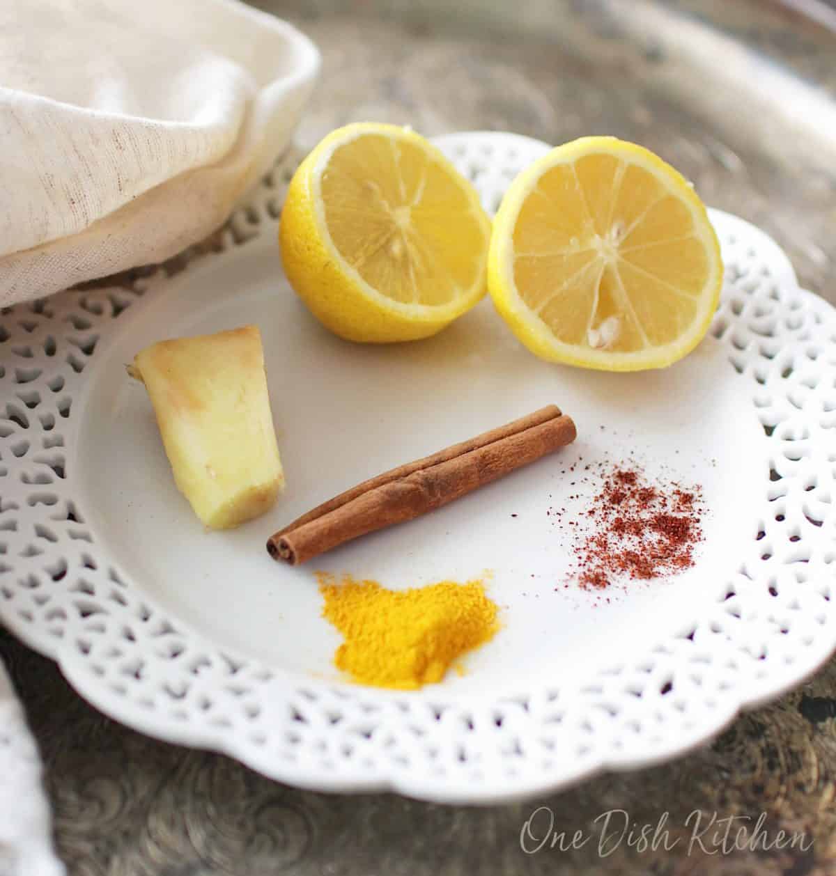 ingredients in a turmeric and ginger tea