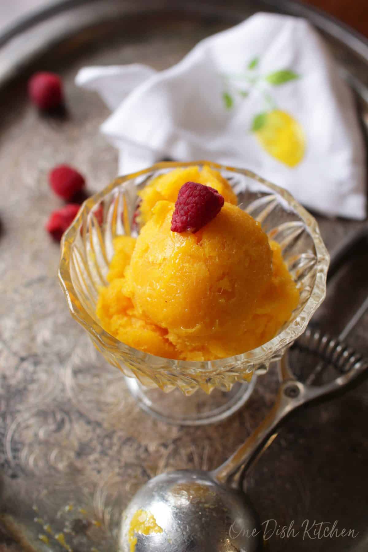 3 Ingredient Mango Sorbet Recipe Single Serving One Dish Kitchen
