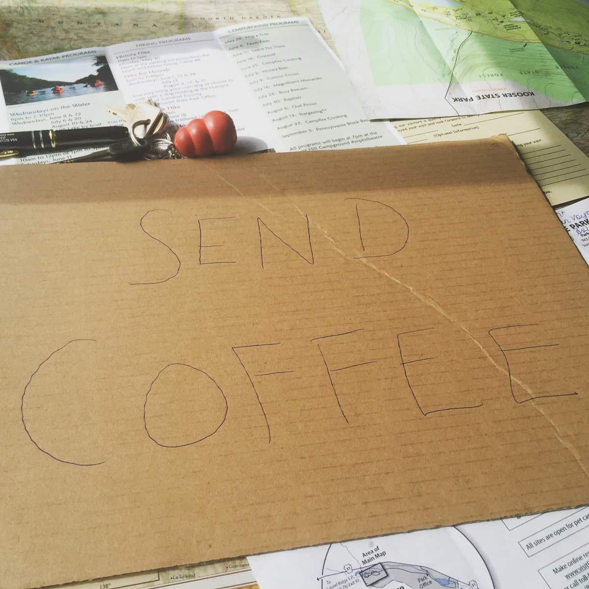 road trip tails send coffee