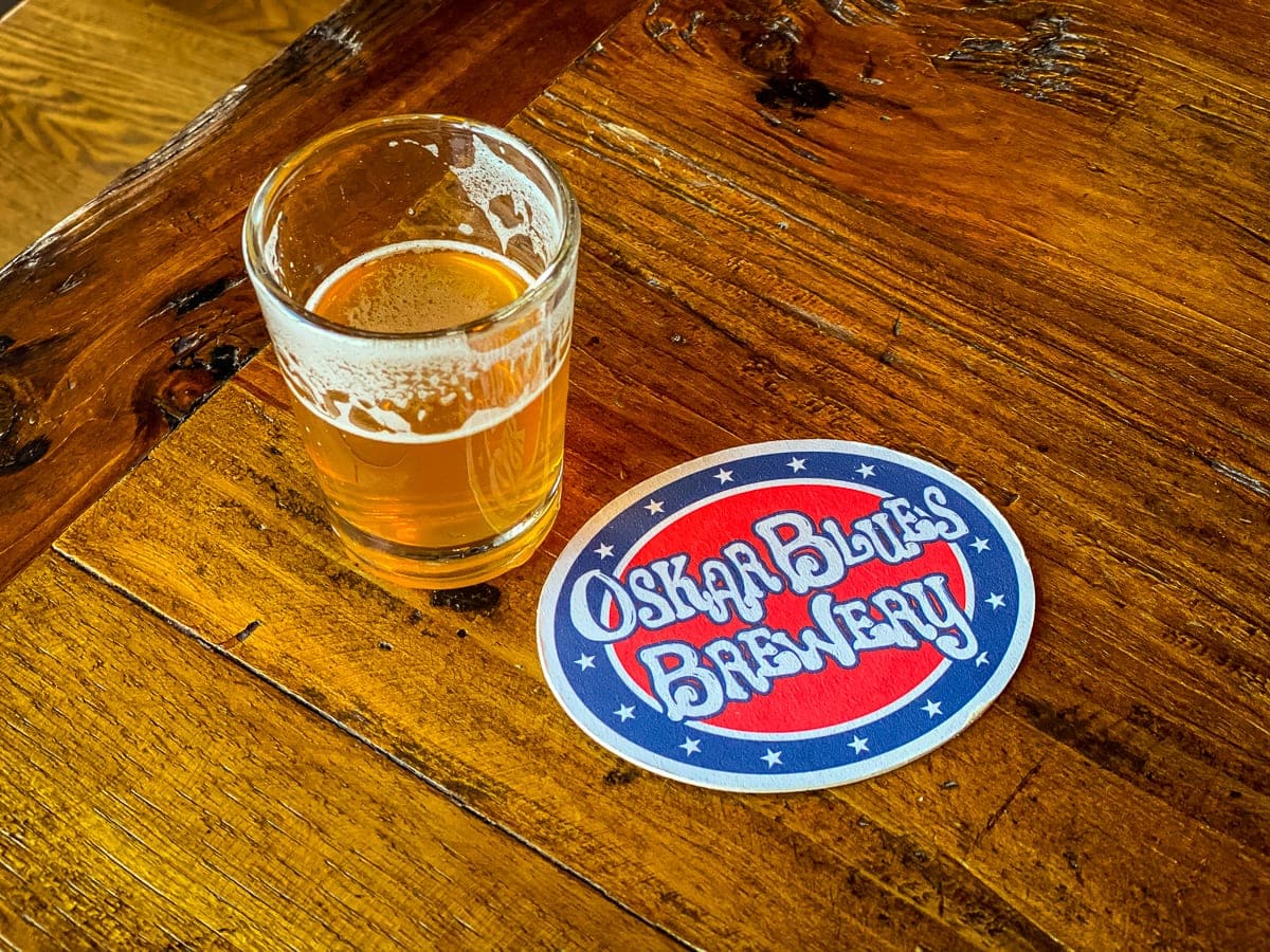 Beer sample at the Oskar Blues Brewery's Tasty Weasel taproom in Longmont, Colorado