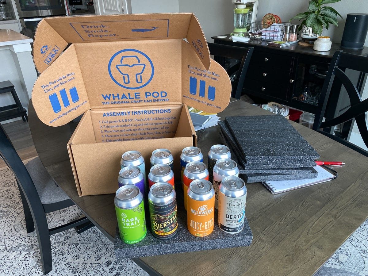 The Whale Pod Shipper box and inserts for shipping craft beer.