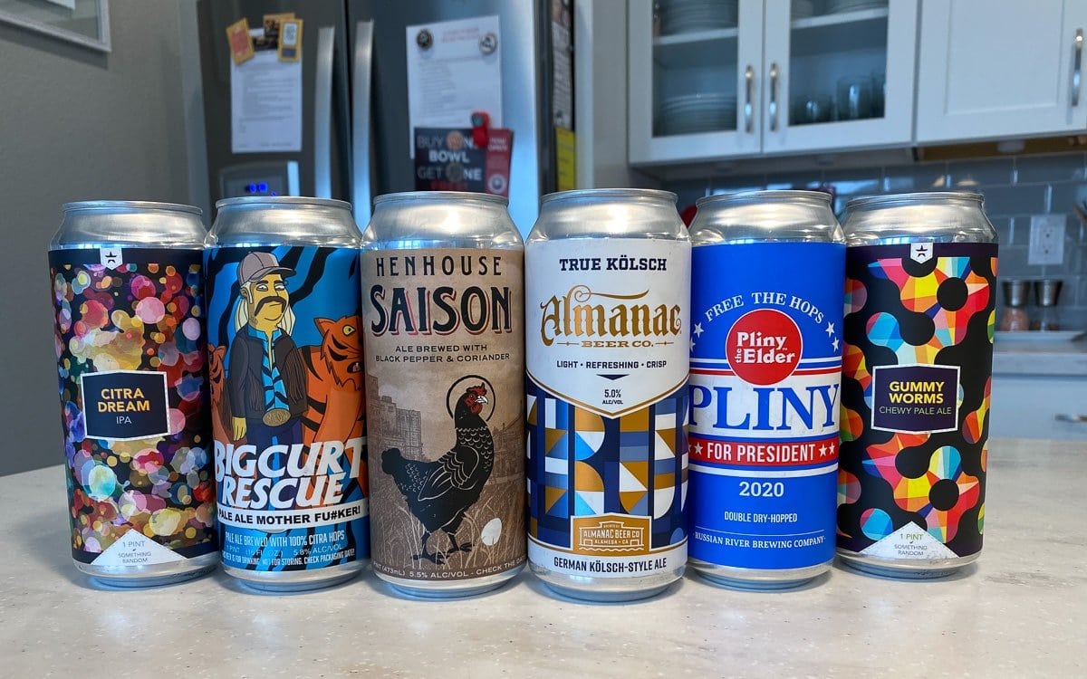 A selection of craft beer mail from California