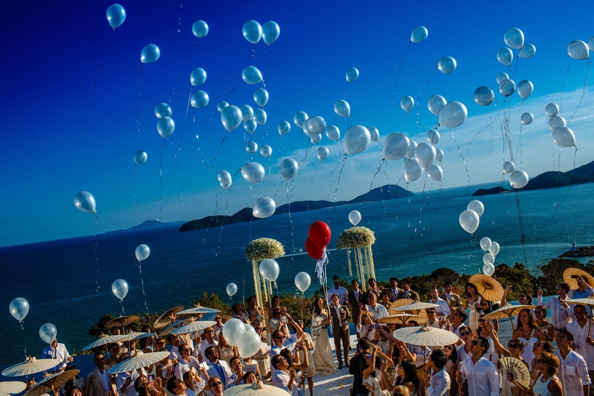 Wedding ceremony on the deck at Baba Nest, Sri Panwa resort in Phuket.
