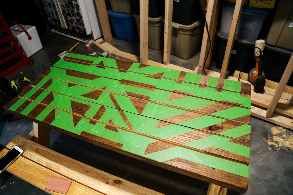 DIY Kids Picnic Table With a Geometric Painted Top // Love 