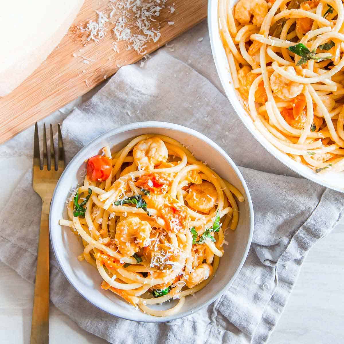 Garlic Shrimp Bucatini Pasta