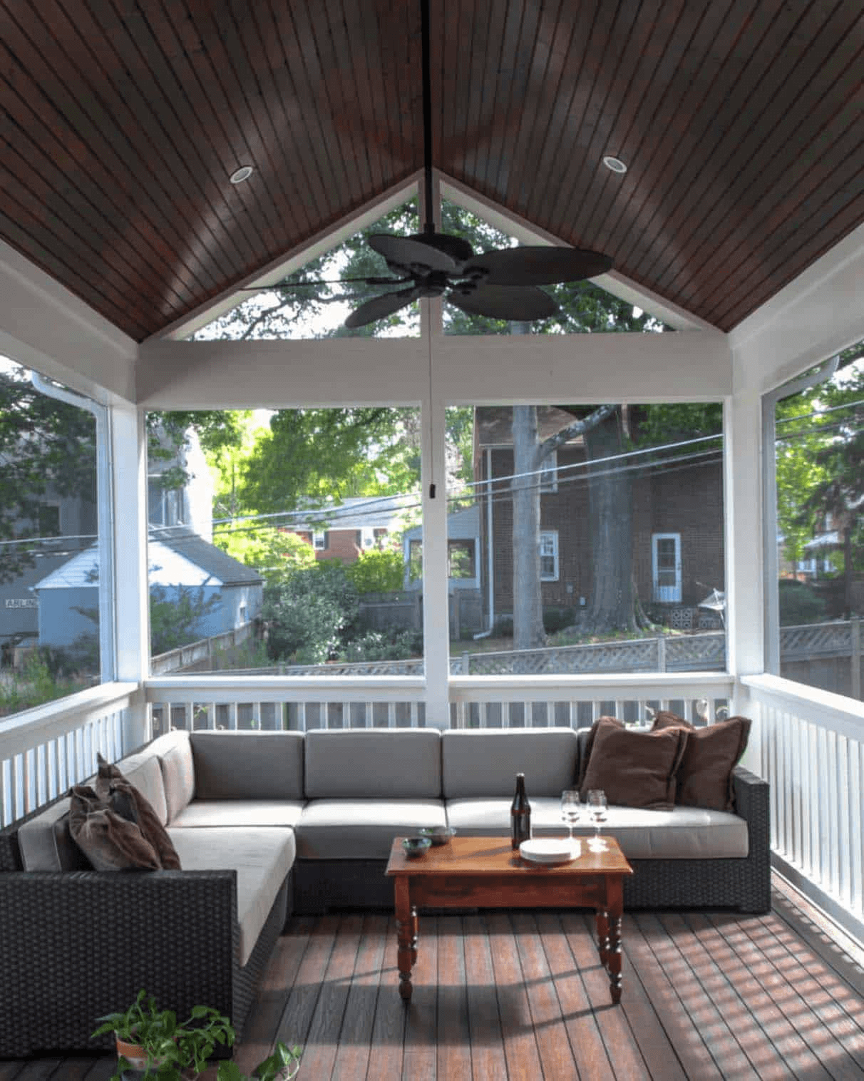 WOODEN PANELS FLOORING OPTION FOR SCREENED PORCH