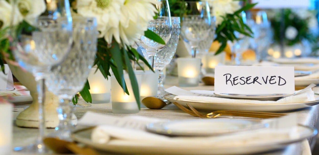reserved place setting at an event