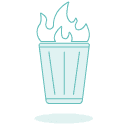 Icon_Trash Leads_B Icon of Trash Can on Fire | Website Assistant