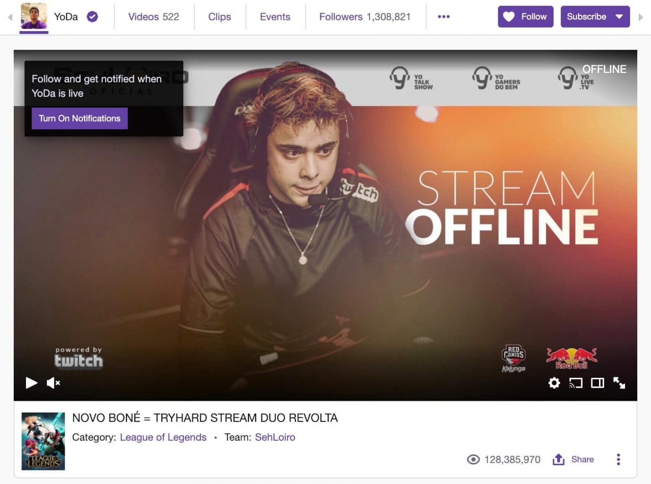 twitch video player banner