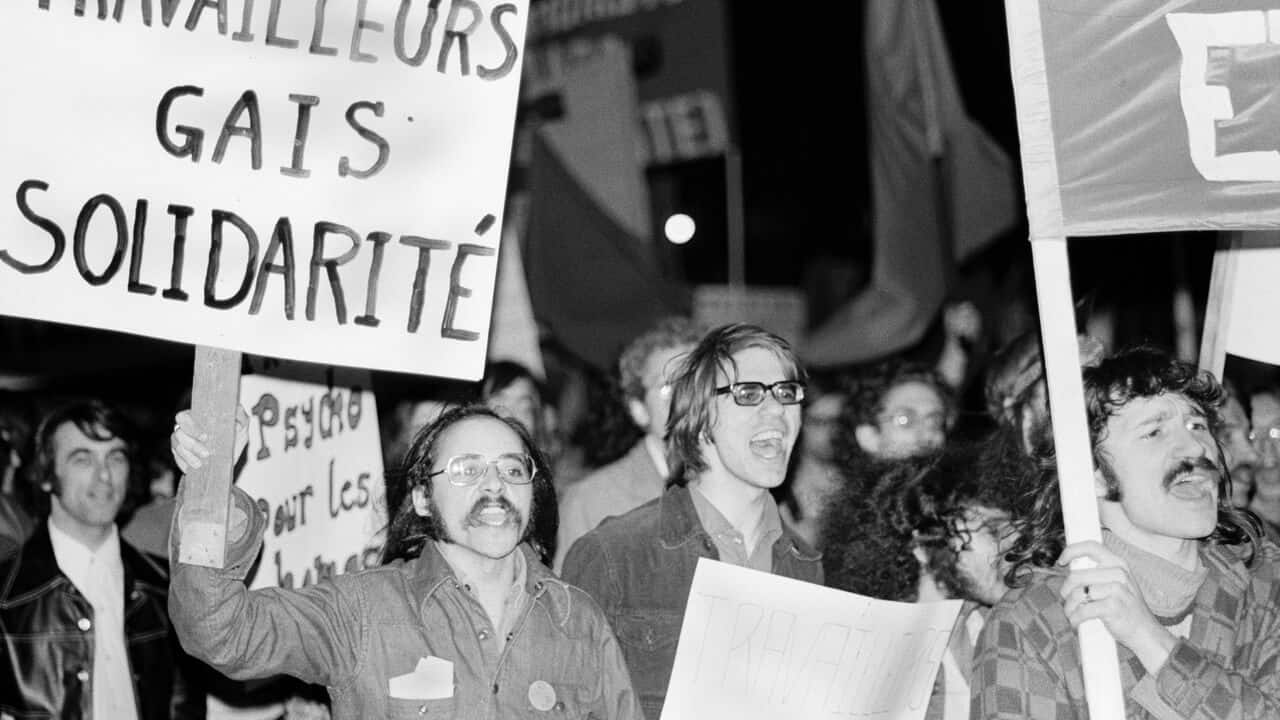 Early Pride march, Montreal, c. 1972.