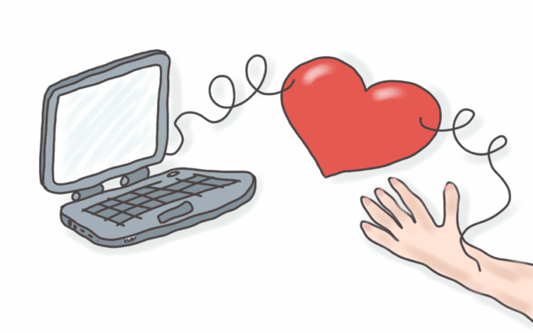 Computer mit Herz Emotionen im Netz